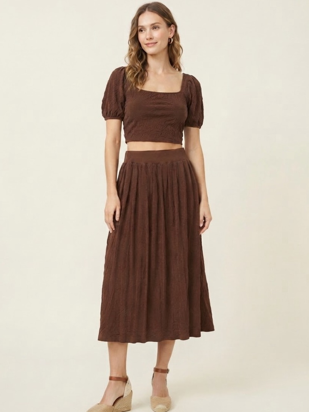 Gemma + Jane Brown Midi Skirt